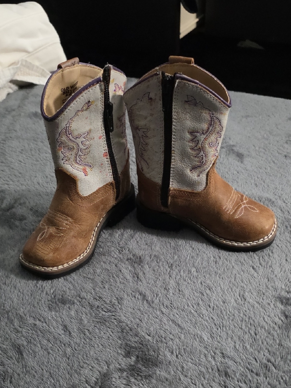 Tan & Cream Toddler Cowboy Boots with Embroidery